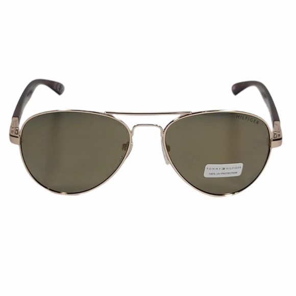 Tommy Hilfiger Other - Tommy Hilfiger Benjamin Aviator Sunglasses Brown Tortoise Frame Gold Mirror Lens